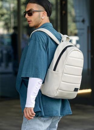 Мужской рюкзак серый экокожа