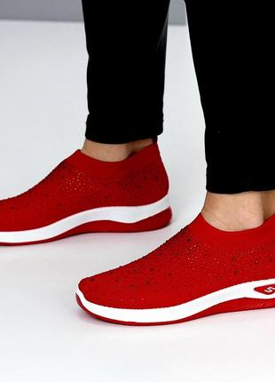 Червоні легкі текстильні кросівки кеди мокасини сітка 36-402 фото