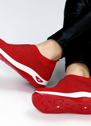 Червоні легкі текстильні кросівки кеди мокасини сітка 36-405 фото