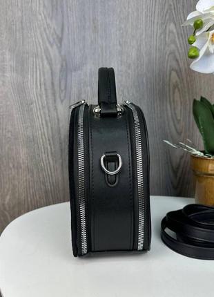 Женская сумка клатч на плечо стиль zara черная натуральная замша3 фото