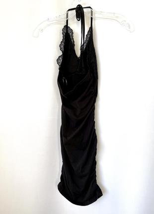 Черное платье мини с кружевом и затяжками shein prive платье короткое9 фото