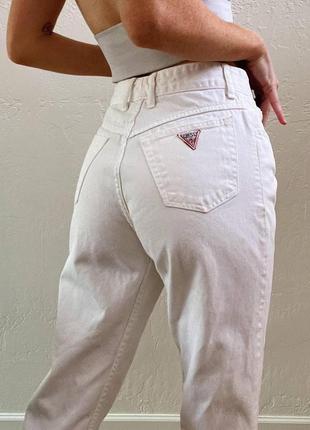 Guess винтажные белые mom джинсы с высокой посадкой1 фото