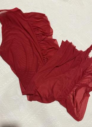 Штани жіночі червоні сітка ефектні штани сітка стрейчеві червоні штани боковими воланами пляжні з воланами - m,l7 фото
