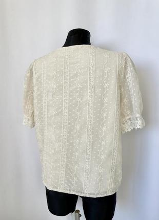 Блуза shein в винтажном романтичном стиле кремовая бежевая кружево5 фото