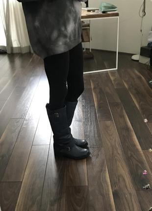 Шкіряні зимові чоботи (сапожки) на низькому каблуку, 38 розмір3 фото