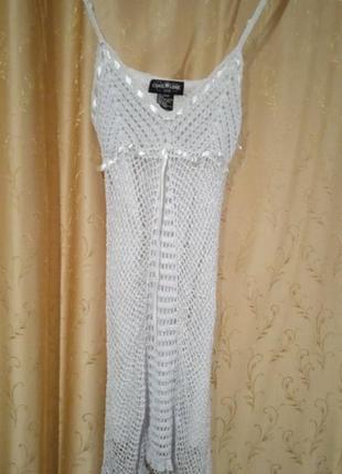 Платье белое вязаное летнее2 фото