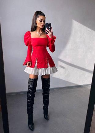 Сукня з об'ємними рукавами + спідниця з воланами