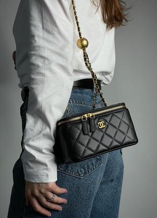 Женская сумка в стиле classic black lambskin pearl crush vanity премиум качество