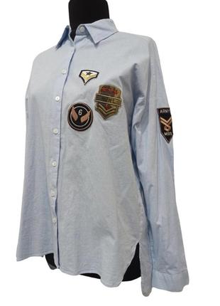 Асимметричная рубашка с патчами, блуза с нашивками zara