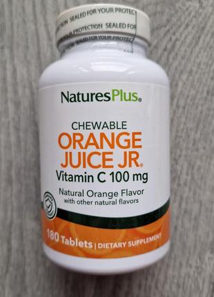 Naturesplus, orange juice жувальний vitamin c,  natural orange, 100 mg, 180 tablets