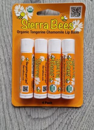 Sierra bees, органічні бальзами для губ з ароматом мандарина та ромашки, 4,25 г