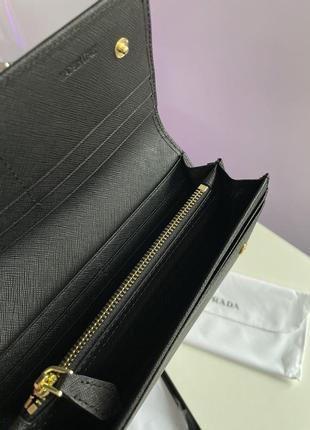 Кошелек prada logo leather bi fold long wallet black3 фото