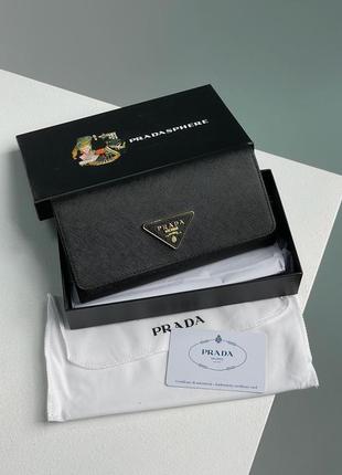 Кошелек prada logo leather bi fold long wallet black5 фото