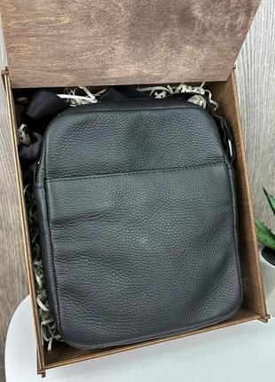 Чоловіча шкіряна сумка барсетка + шкіряний ремінь + гаманець портмоне з натуральної шкіри, подарунковий набір 3 в 110 фото
