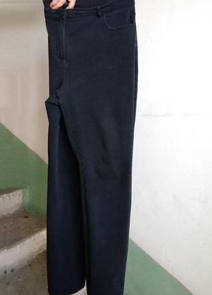Р 18-20 / 52-54-56 прямые черно серые джинсы штаны брюки стрейчевые длинные m&s3 фото