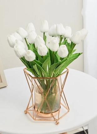Искусственные цветы белые тюльпаны 10шт1 фото