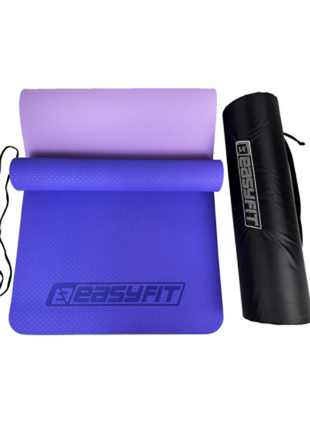 Килимок для йоги та фітнеса easyfit tpe+tc 6мм ef-1924e-vv lilac