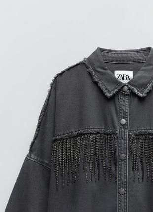 Куртка бомбер рубашка zara джинсовая с вываренным эффектом8 фото