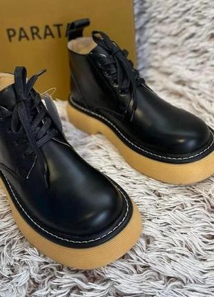 Ботинки на платформе в стиле bottega Cab veneta.