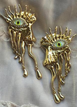 Серьги 11,5 см в стиле скимапареллли глаз, сюрреализм, schiaparelli
