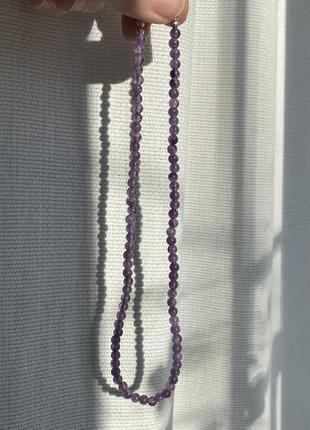 Ожерелье натуральный аметист фиолетовый камень3 фото