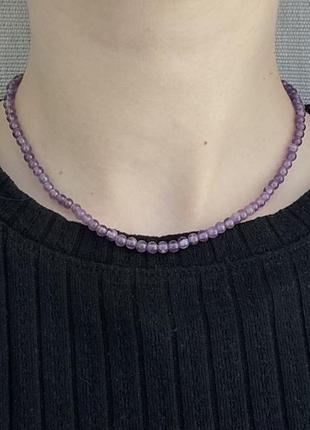 Ожерелье натуральный аметист фиолетовый камень6 фото