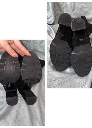 Чорні замшеві чоботи на підборах (зима)4 фото