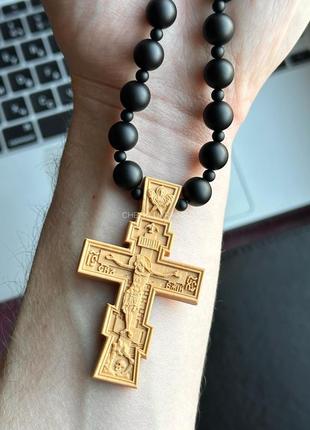 Православні чотки з деревʼяним хрестом чотки на 33 з великим хрестом