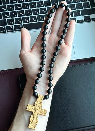 Православні чотки з деревʼяним хрестом чотки на 33 з великим хрестом