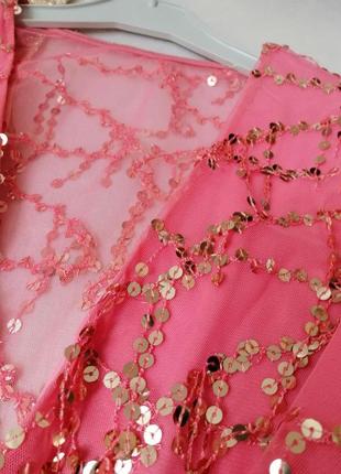 Шикарный прозрачный боди блуза сетка золотистыми пайетками в виде бахромы9 фото