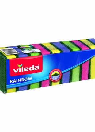 Губки кухонні для посуду веселка vileda rainbow 10 шт.