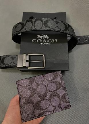 Мужской набор coach / кошелек + ремень