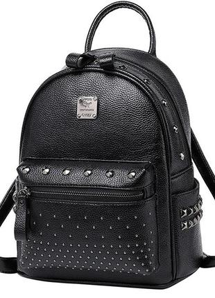 Жіночий рюкзак міський міні класичний чорний з екошкіри. якісний маленький рюкзачок еко шкіра6 фото