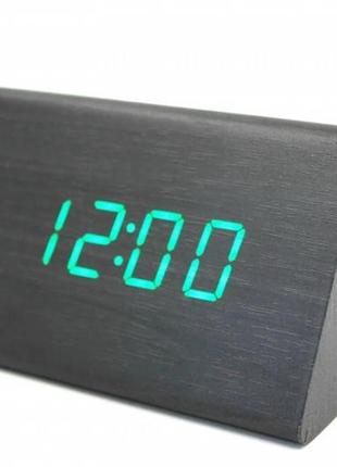 Электронные настольные часы-будильник led wood clock vst-864-1 с будильником, датой и термометром1 фото