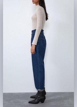 Джинсы прямые с высокой посадкой zara denim jeans6 фото