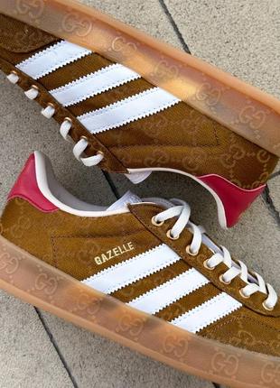 Кроссовки adidas gazelle x gucci caramel7 фото