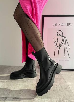 Зимние кожаные челси на меху