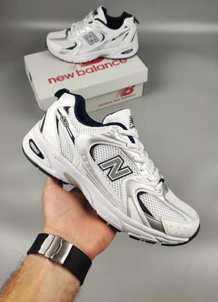 New balance 530 white silver navy blue