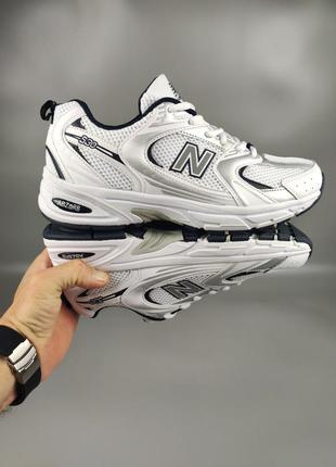 New balance 530 white silver navy blue2 фото