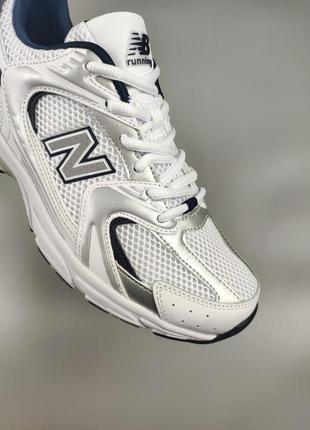 New balance 530 white silver navy blue3 фото