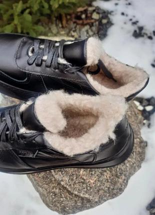 Кожаные женские кроссовки зимние, натуральные утепленные кроссовки!4 фото