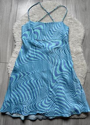 Сатинова сукня атлас принт легка із завʼязками плаття
