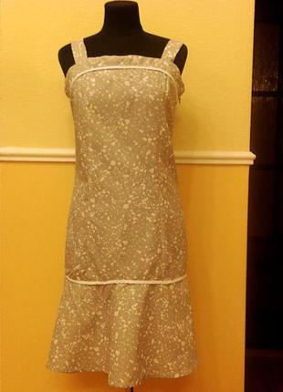 Летнее платье сарафан с открытой спиной и принтом