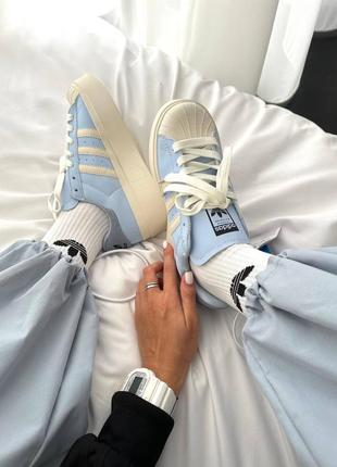 Женские кроссовки адидас adidas superstar bonega “blue / cream”2 фото