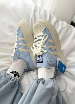 Женские кроссовки адидас adidas superstar bonega “blue / cream”9 фото