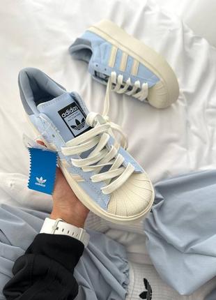 Женские кроссовки адидас adidas superstar bonega “blue / cream”3 фото