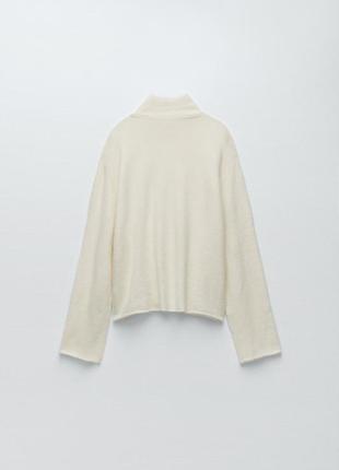 Молочный свободный свитер с высокос горловиной zara шерсть альпака3 фото
