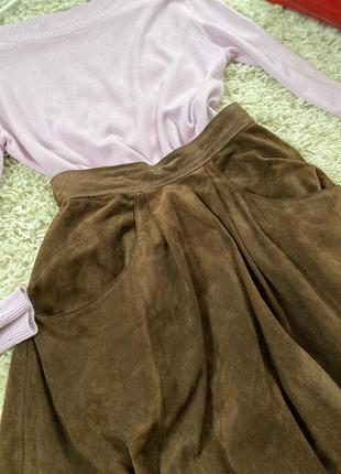 Стильная замшевая длинная юбка с карманами в шоколадном цвете,р.34-366 фото