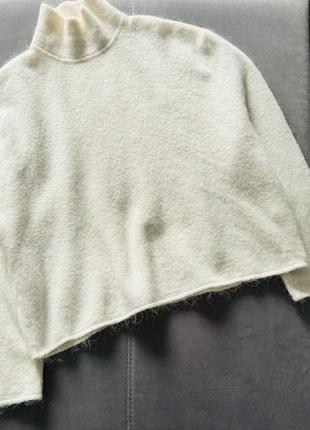 Молочный свободный свитер с высокос горловиной zara шерсть альпака5 фото