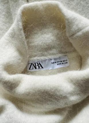 Молочный свободный свитер с высокос горловиной zara шерсть альпака7 фото